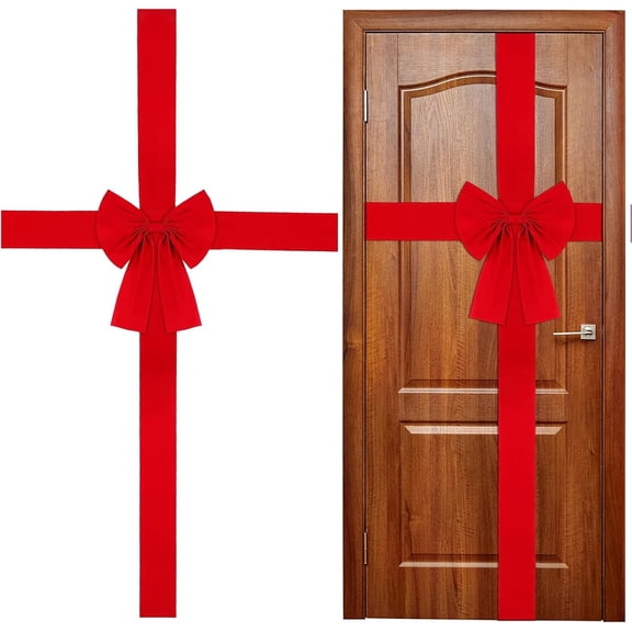 GIXUSIL Big Ribbon Bow Christmas Red Redbow, Front Gate Decorations Hanging, Gifts Holiday Festive Cabinet Ribbons with Bows, Front Door Bows for Supplies Home Ornaments, 1 Pieces