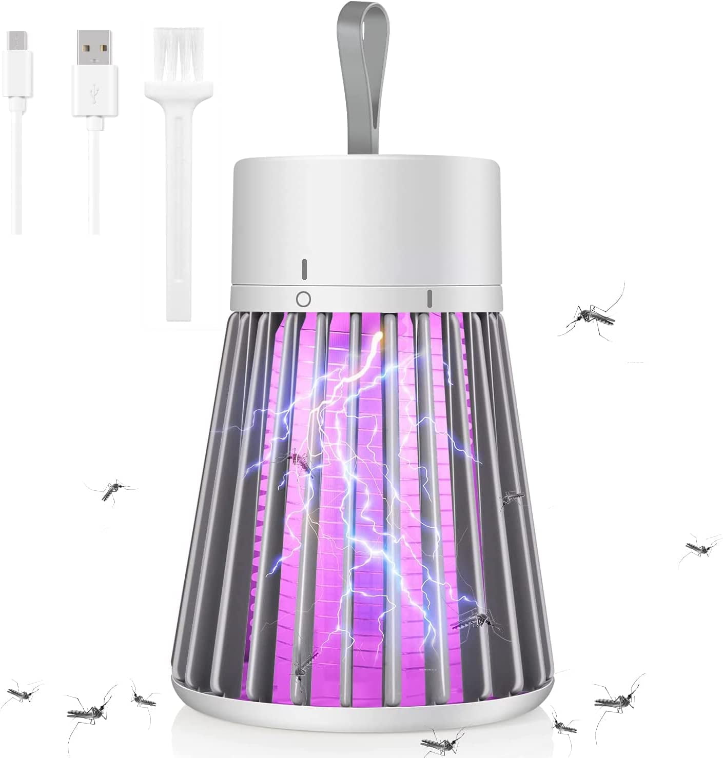 Torubia Bug Zapper, Mosquito Zapper Fly Trap Mosquito Killer Lamp USB Electric Radiationless LED Mute Bed Bug Killer Indoor for Mosquito Insect Gnat Moth Fruit Flies with a Small Brush Gray