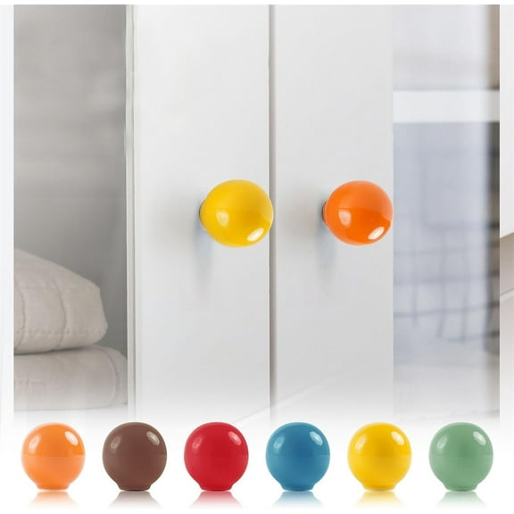 GIXUSIL Colorful Cabinet Door Knobs with Bolt, 1.3" Round Ceramic Drawer Pull Handle, Kitchen Cabinet Cupboard Drawer Door Knobs Set, Door Furniture Cabinet Knobs for Kids Bedroom