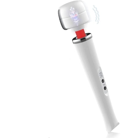 GIXUSIL Cordless Personal Wand Electric Massager with 10 Powerful Vibrations, Rechargeable Handheld Back Massager Wand Massage for Deep Muscles Pain Relief - White