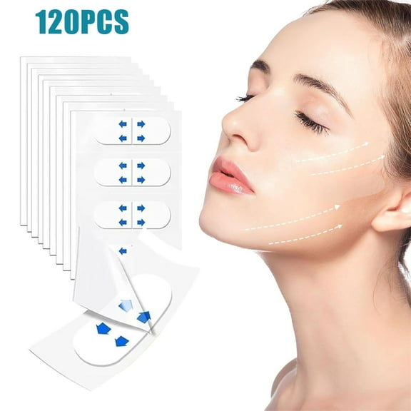 GIXUSIL Face Lift Tape Invisible, Face Lift Tape, Secret Makeup Tape for Double Chin, Face Lift Bands, Instant Face Lifting Sticker for Saggy Skin, Jowls, Cosmetic Neck Tape, 120Pcs