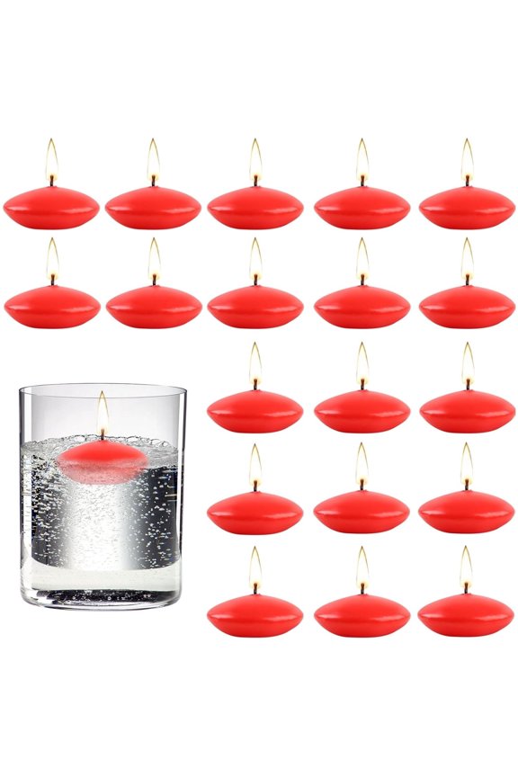 Floating Candles,20 Pcs 1.4 inch Dripless Wax Burning Candles,Red Unscented Floating Candles Centerpieces for Weddings Party Holiday Decoration
