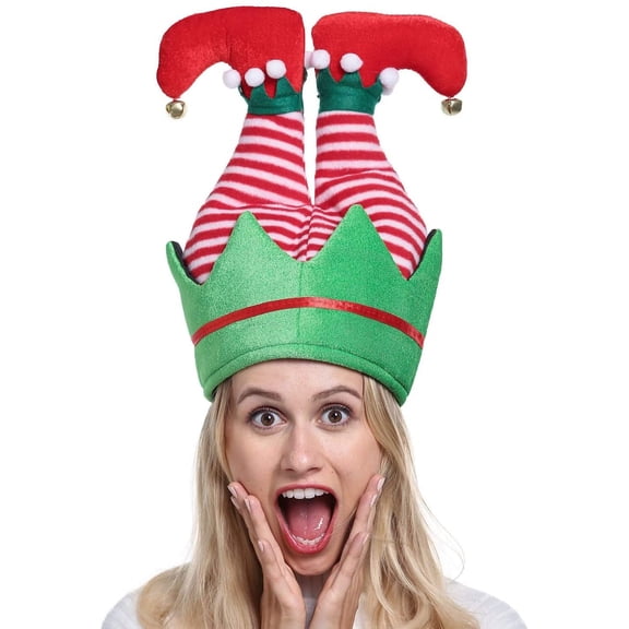 GIXUSIL Funny Christmas Party Hat - Elf Pants Santa Hat for Christmas Ugly Sweater Party