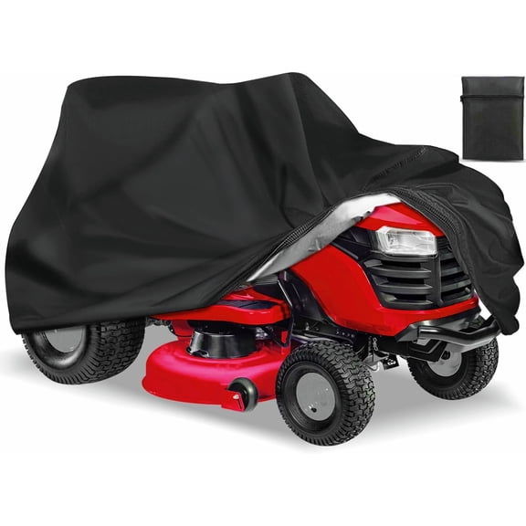 GIXUSIL Heavy Duty Lawn Mower Cover with Drawstring - 72 x 54 x 46 inch 210D Oxford Waterproof Tractor Protector for Riding Mowers, UV Resistant All-Weather Outdoor Storage (Black, Universal Fit)