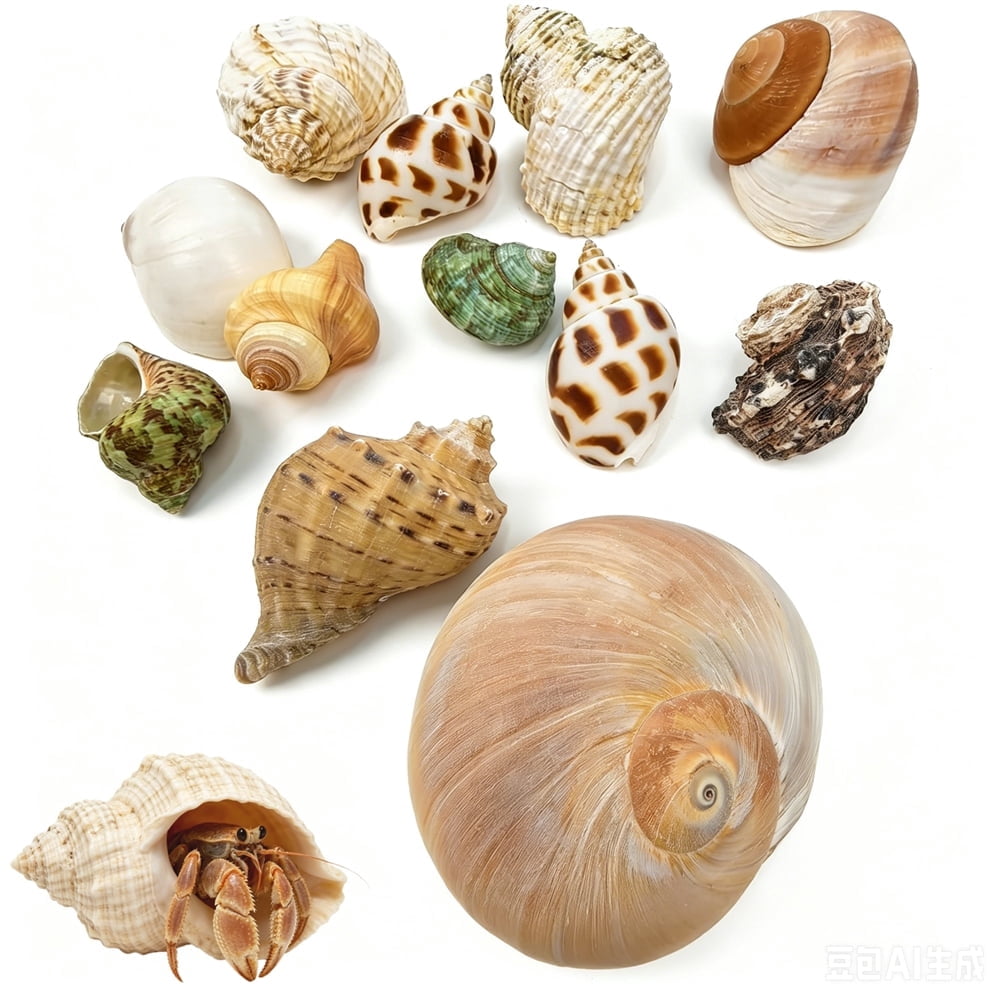 GIXUSIL, Hermit Crab Shells, 12 Pcs, Medium & Large Natural