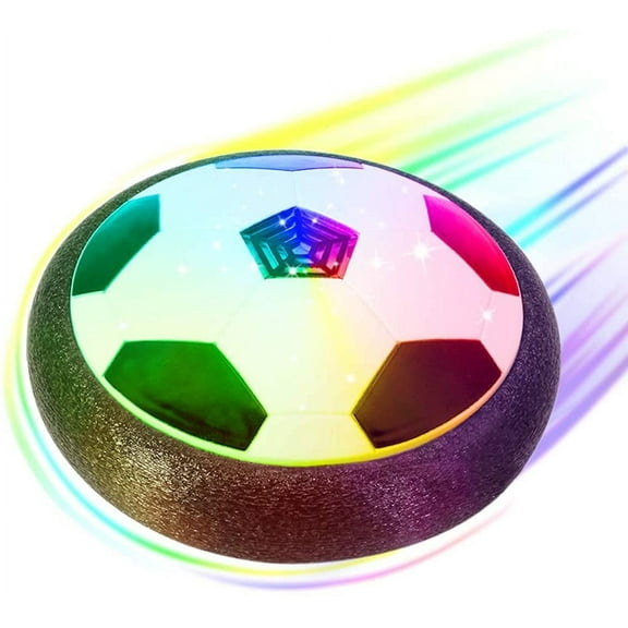 GIXUSIL Hover Soccer Ball Kids Electric Football, Disc Ball with LED Lights Foam Bumpers Indoors Outdoors Training Football with Parents Game As Hockey Ball Gliding Ball Kicking Play Ball