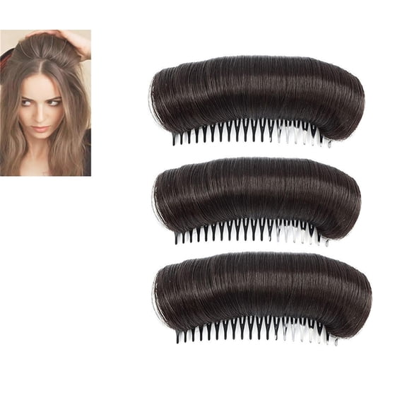 GIXUSIL Invisible Fluffy Hair Pad, Hair Bun Invisible False Hair Clip, Invisible Fluffy Hair Pad Black, Hair Bun for Bridal Makeup, Party Styling-Natural Black, 3 Pcs
