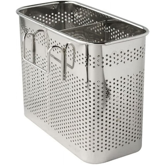 GIXUSIL Kitchen Utensils Drying Rack Stainless Steel Flatware Silverware Holder Basket Organizer with Hook (Medium-2 Divided)Silver