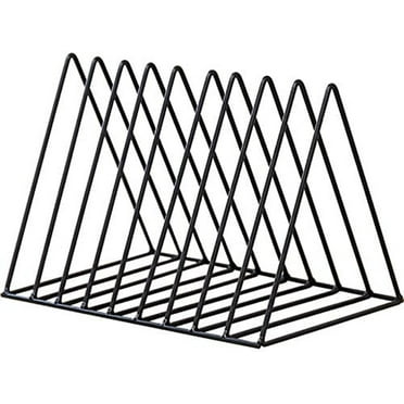 GIXUSIL Magazine Rack Desk Organizer, File Holder for Desk | Modern Office Organizer, Triangle Book Holder, Desk Folder Organizer, Desktop File Sorter | Wire Collection, Black