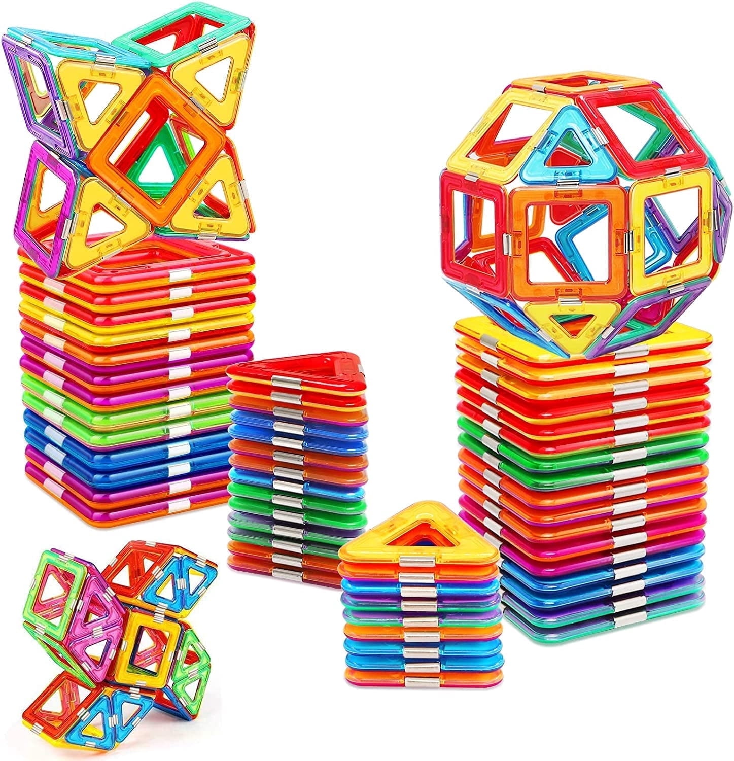 GIXUSIL Magnetic Tiles, 100pcs Magnetic Blocks Building Set for Kids ...
