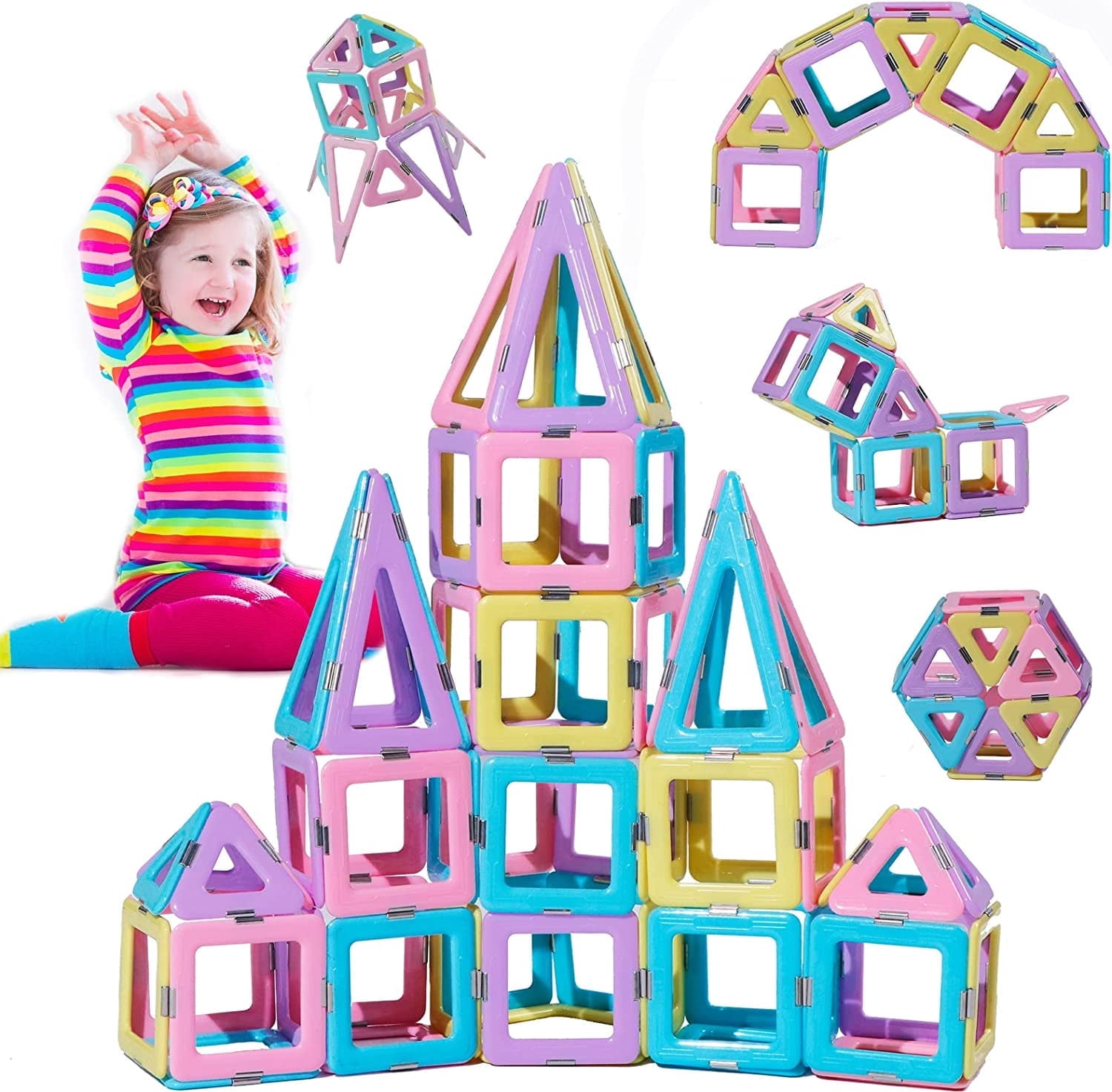 GIXUSIL Magnetic Tiles 40Pcs Magnet Building Blocks Set Creative ...