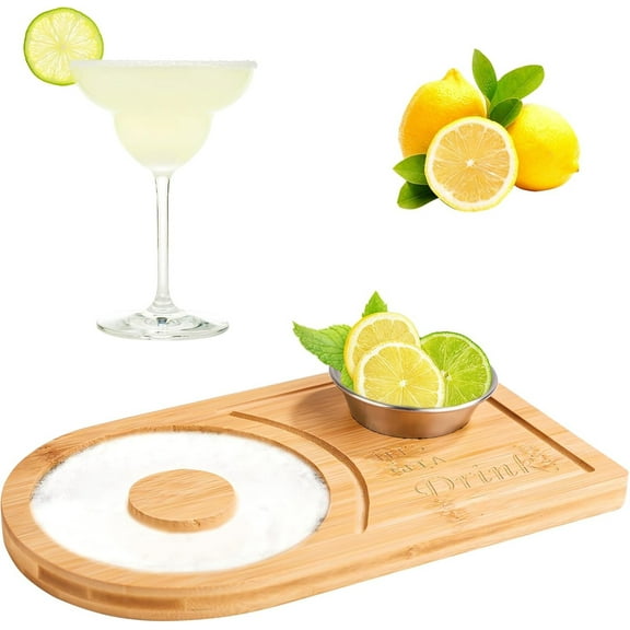 GIXUSIL Margarita Salt Rimmer Set for Cocktails, Bartender Accessories for Home Bar, Margarita Kit with Salt Rimmer for up to 4.7" Rims (Bamboo Salt Rimmer for Cocktails), Gifts