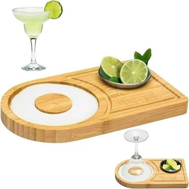 GIXUSIL Margarita Salt Set for up to 4.7" Rims, Bamboo Wood Margarita with 304 Steel Bowl for Margarita Accessories, Margarita Sugar Rimmer Cocktails for Parties Home, 1 Pcs