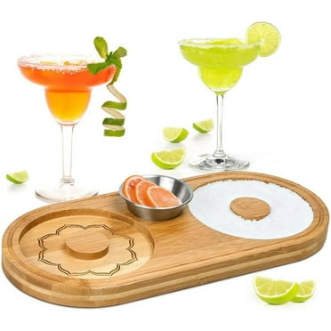 GIXUSIL Margarita Salt Sugar Rimmer Cocktails, Reusable Bamboo Sugar Salt Rimmer, Party Bar Accessories Wood Salt Box Spice Container for Wide Glasses up to 6 inches