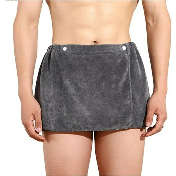 GIXUSIL Men's Towel Wrap Swimming Beach Towel Blanket Elastic Waist Towel for Sauna or Gym,12 x 55 inch Bath Towel Wrap for Men Secure & Adjustable Mens Short Shower wrap(Grey)