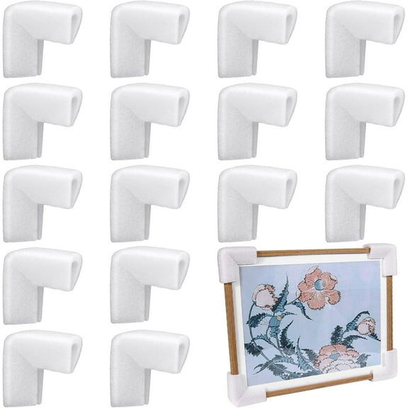 GIXUSIL Mirror TV Picture Corner Protectors for Shipping, Moving Foam Corners Frame Edge Protection for Packing Fragile Artwork, Photo Packaging Edge Protectors, Fit 1.4'' Frames (24 Pcs)