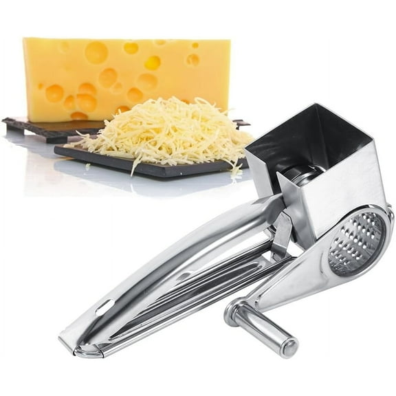 GIXUSIL Multipurpose Rotary Cheese Grater with 1 Stainless Steel Handheld Drums Grater Slicer,for Parmesan, Mozzerella, Vegetables ,Cheese, Carrot, Potato and More, Ergonomic Design