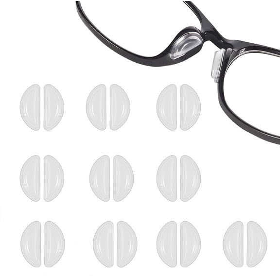 GIXUSIL Non Slip Nose Grips ,Anti-Slip Heighten Air Chamber Glasses Grips: 10 Pairs Clear Silicone Nose Pads for Full Plastic Frames and Sunglasses
