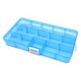 thumbnail image 1 of GIXUSIL Organizer Container Storage Box Transparent Adjustable Divider Removable Grid Compartment for Jewelry Beads Earring Tool Fishing Hook Small Accessories (15 Grids, Blue), 1 of 7
