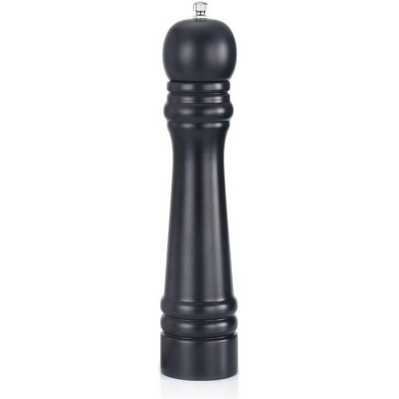 GIXUSIL Pepper Mill Black Pepper Mill Grinder Wood Refillable Stainless Steel Mechanism Adjustable Coarseness(Black)
