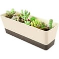 thumbnail image 1 of GIXUSIL Planter Windowsill Box, 1 Pack 12x3.8 Inch Herb Rectangle Planter with Tray, Modern Indoor Succulent Cactus Plastic Plant Pot for Windowsill, Garden Balcony, Home Office Outdoor Decoration, 1 of 8