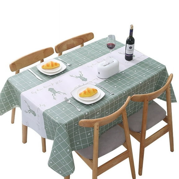 GIXUSIL Plastic 100% Waterproof Tablecloth - Vinyl Plastic Rectangle Table Cloth Protector Oil Spill Proof Wipe Clean Table Cover for Dining Table, Parties & Camping