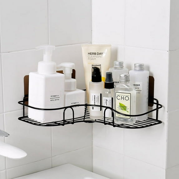 GIXUSIL Shower Caddy Bathroom Shelf, No Drilling Traceless Adhesive Bathroom Storage Organizer, 1 Pcs Rustproof Goods Storage Basket (Matte Black)