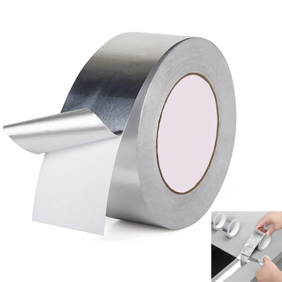 GIXUSIL Silver Beautiful Seam Foil Sticker for Kitchen Stove Pipeline Seal, Self-Adhesive High-Temperature Resistant Fireproof Foil Tape, 1Pcs, 1.2in x 66ft