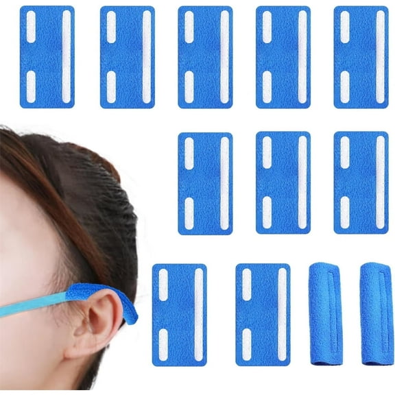 GIXUSIL Soft Nasal Oxygen Covers, Oxygen Tubing Protectors Nasal Cover, Nasal Strap Comfort Pads, Strap Cushions for Oxygen Users to Full Protect Your Face Supplies (Blue, 10 Pack)