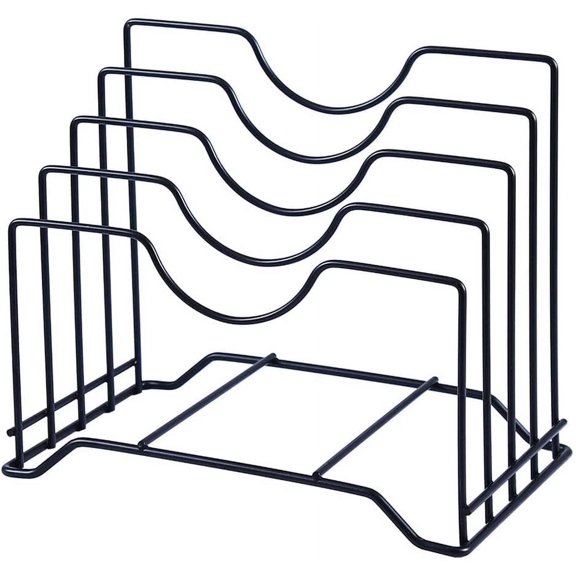 GIXUSIL Stainless Iron Cutting Board Holder, Cutting Board Storage Organizer , Pot Lid Rack Organizer Kitchen Cabinet Rack Storage with 4 Sectional 10.04*6.1*8.46"(Black)