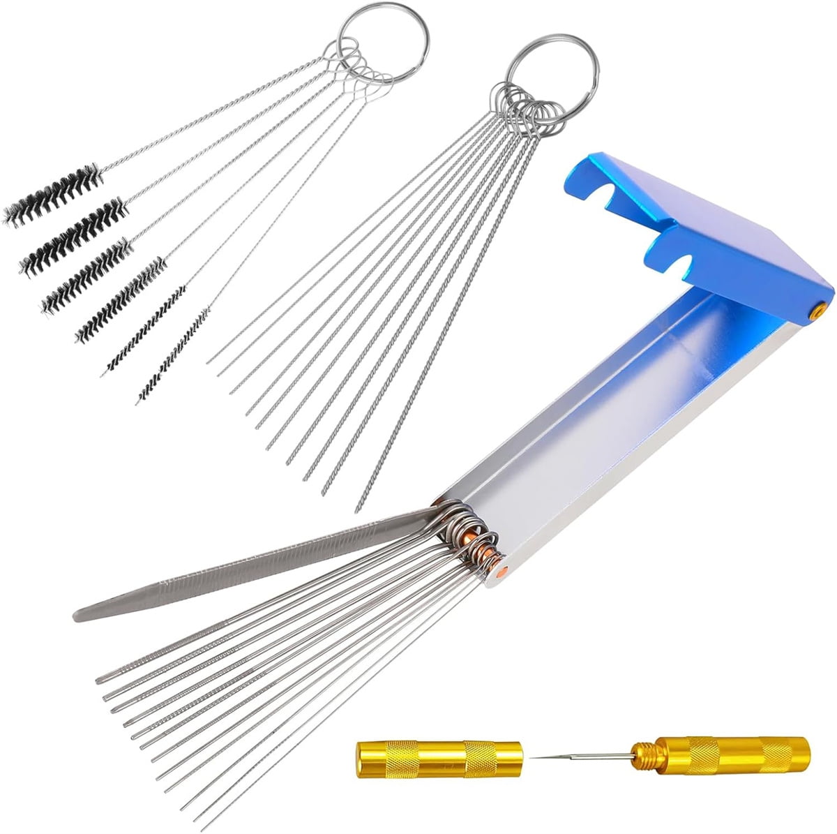 Carburetor Cleaning Kit Sankoly - 22 Needles & 5 Nylon Brushes For Small Engine Maintenance Nylon Cleaning Brushes