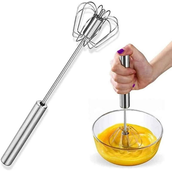 GIXUSIL Stainless Steel Whisk Set 2 Piece,10 Inches,Egg Whisk,Push Whisk,Silver