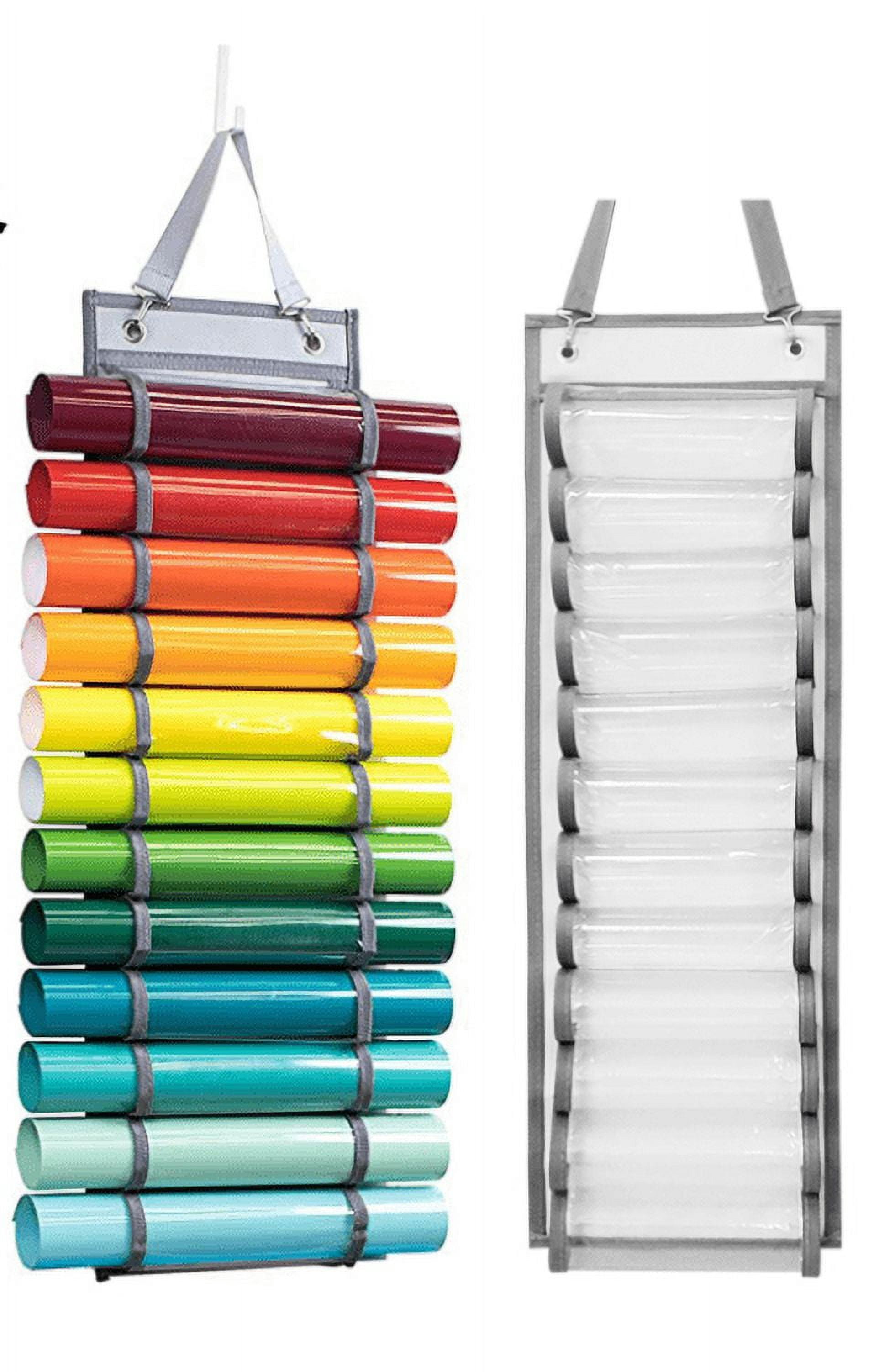 Torubia Vinyl Roll Storage Rack-Round Wall Hanging Bag Suspension with 12 Compartments for Design Drawings/Heat Transfer Stickers/Colored Paper （Gray）