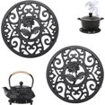thumbnail image 1 of GIXUSIL Tea Pot Trivet for Kitchen, 4.7" Floral Pattern Hot Plate Pad for Party Sturdy Cast Iron Trivets Practical Kettle Trivet Holders for Table Dining Office, 2 Pcs/Black, 1 of 7