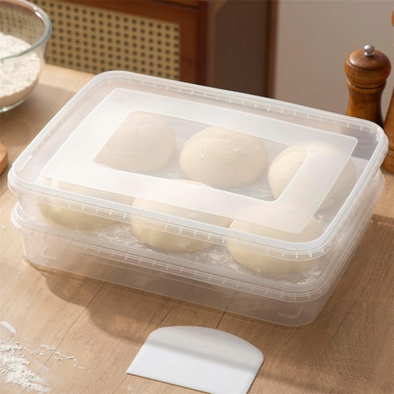 GIXUSIL Transparent Proofing Box 2 Pack Dumpling Box Airtight Pizza Dough Proofing Box with Lid Observable Clear Container Refrigerator Container for Freezer