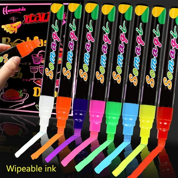 GIXUSIL Washable Jumbo Liquid Chalk Markers with 8 Colors 7mm Wide Tips, Chalkboard Markers with Reversible Tip, Paint Markers Pen for Auto Glass Windshield Bistro Restaurants