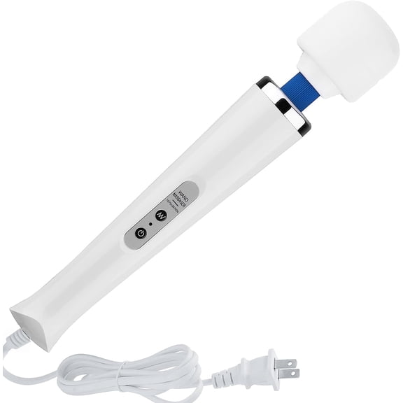 GIXUSIL Wired Electric Massager with 10 Powerful Handheld Vibrating Neck Shoulder Back Body Massager for Deep Muscles Pain Relief (White)