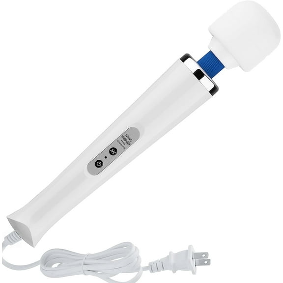 GIXUSIL Wired Electric Massager with 10 Powerful Handheld Vibrating Neck Shoulder Back Body Massager for Deep Muscles Pain Relief (White)