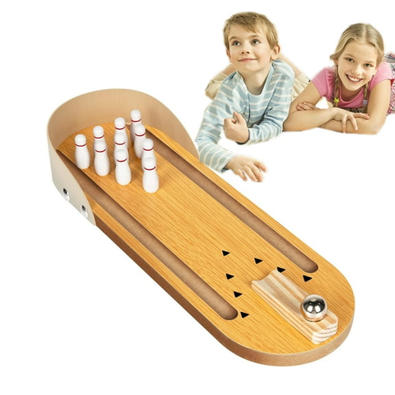 GIXUSIL Wooden Ball Run Track Toy, Push Ball Maze Game for Toddlers, Focus & Fine Motor Skills LearningMini Bowling Game Set