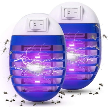 GIXUSILa 2 Pack Electric Bug Zapper, Plug in Mosquito Killer with LED Night Light, Electronic Insect Fly Trap for Indoor Outdoor Use(Blue）
