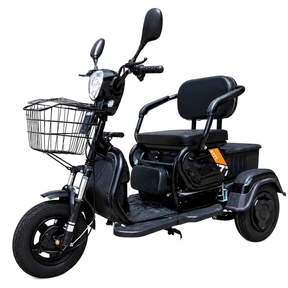 GIYI Electric Tricycle for Adults, 48V20Ah Lead-Acid Battery, Up to 31 Miles Range, LCD Display, Front Basket & Rear Storage Box, Passenger Seat, 3-Wheel Electric Trike