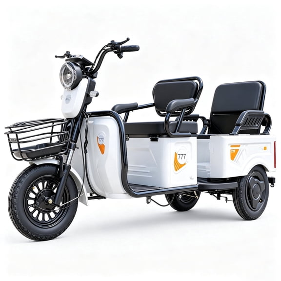 GIYI Electric Tricycle Cargo Scooter with Rear Seat & Storage Box, 3-Wheel Mobility Vehicle for Adults, Front Basket, Stable Ride Design for Shopping & Commuting