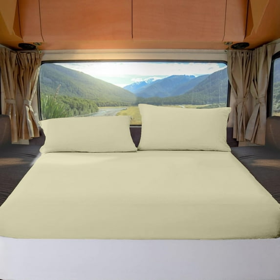 ABORN RV Camper King 72"X80" Giza-Egyptian-Cotton 800 TC Bedsheet 15" Deep Pockets 4-PC Ivory
