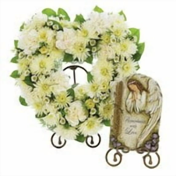 GIfts By Gail Heart Standing Spray - All White - Small/plaque