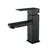 GJ Bathroom Stainless Steel Sink Faucet Matt Black - Single Handle One Hole Design for RV Commercial Lavatory and Vanity Spaces Durable for Modern Elegance