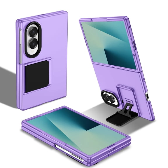 GJL Case for Samsung Galaxy Z Fold8, Rigid Plastic Shockproof Protective Cover with Adjustable Kickstand, Thickened Lens Frame Guard, Raised Edge Screen Protection, Purple
