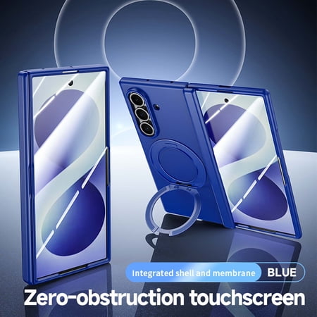 GJL Full Body Case for Samsung Galaxy Z Fold8 Ultra, Shockproof Rigid Hinge Cover with 360° Rotatable Ring Kickstand, HD/Privacy Film Included, Blue(Clear Film)