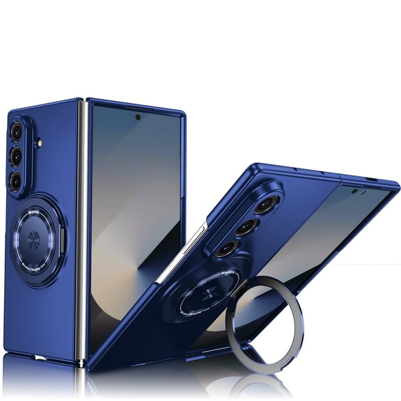 GJL Magnetic Case for Samsung Galaxy Z Fold8 Ultra, Rigid Plastic Shockproof Phone Cover with 360 Rotatable Ring Kickstand, Raised Edge Screen Camera Guard, Royalblue