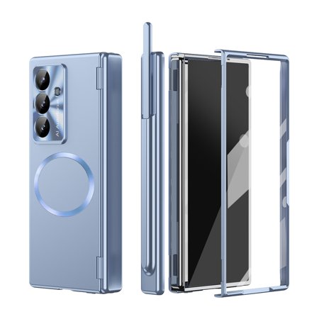 GJL Shockproof Case for Samsung Galaxy Z Fold8 Ultra, Rigid Plastic Phone Cover with S Pen and Slot Hinge, Built-in Tempered Glass Screen Protector, Blue