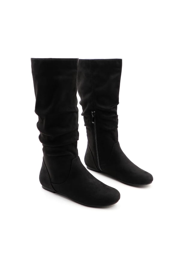Women’s Boots Knee High Slouch Boots with Side Zipper Comfortable Pull-On Flat Fall & Winter Fashion Boots